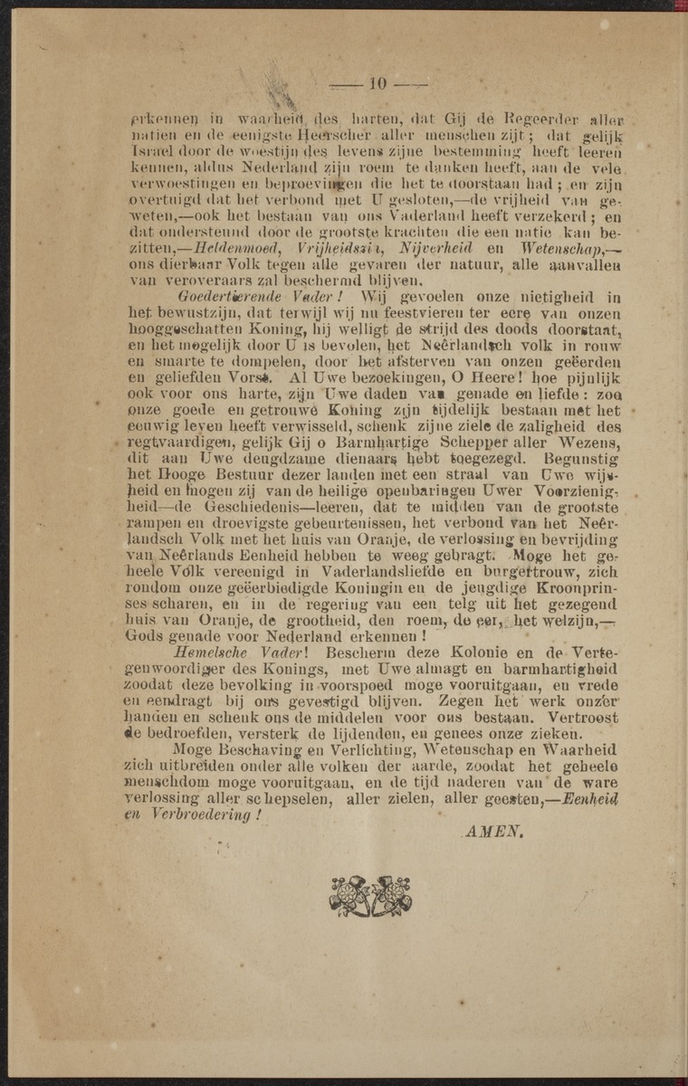 Leerrede uitgesproken in de sinagoge der Ned. Port. Israelietische Gemeente op Curaçao, ter gelegenheid van de viering van den 72en verjaardag van Z.M. den Koning - 