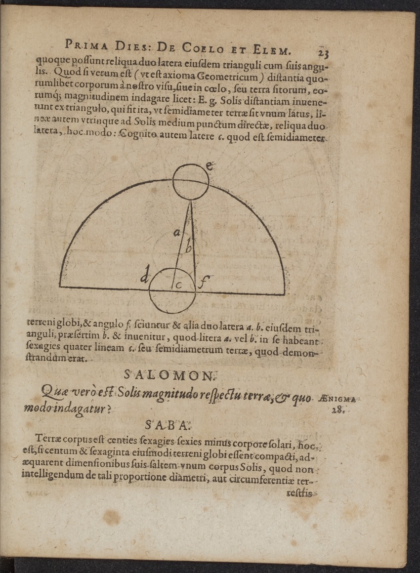 Septimana Philosophica, qua Aenigmata aureola de omni naturae genere a Salomone ... et ... Regina Saba, nec non Hyramo ... in modum Colloquii proponuntur & enodantur - 