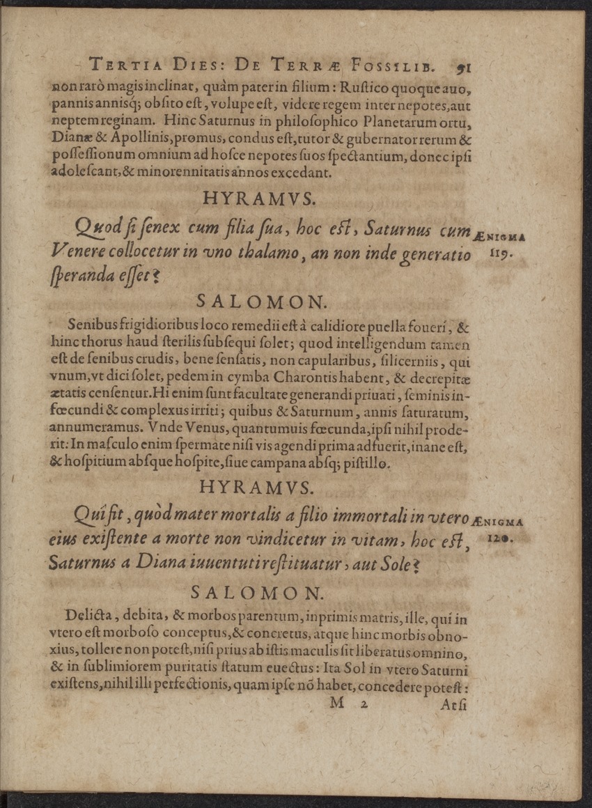 Septimana Philosophica, qua Aenigmata aureola de omni naturae genere a Salomone ... et ... Regina Saba, nec non Hyramo ... in modum Colloquii proponuntur & enodantur - 