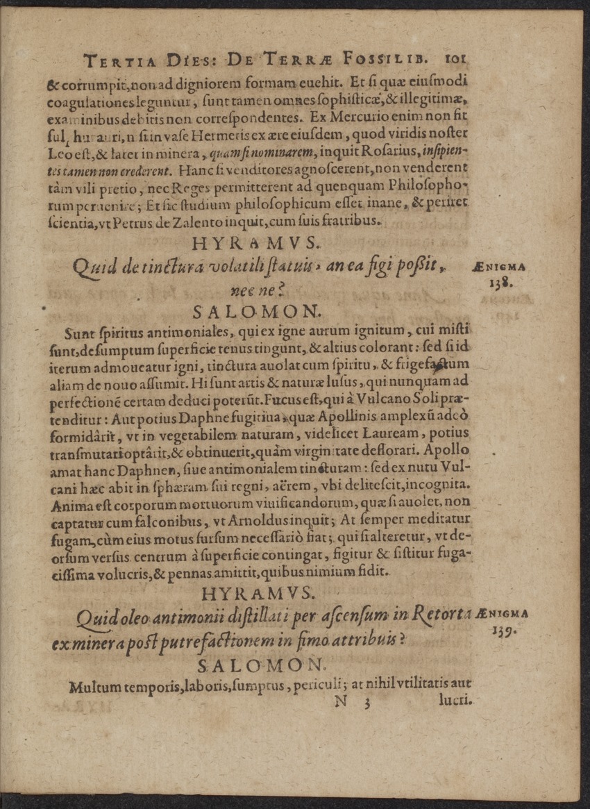 Septimana Philosophica, qua Aenigmata aureola de omni naturae genere a Salomone ... et ... Regina Saba, nec non Hyramo ... in modum Colloquii proponuntur & enodantur - 