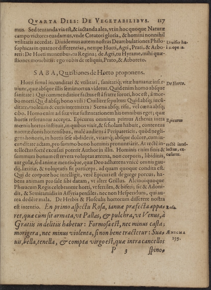 Septimana Philosophica, qua Aenigmata aureola de omni naturae genere a Salomone ... et ... Regina Saba, nec non Hyramo ... in modum Colloquii proponuntur & enodantur - 