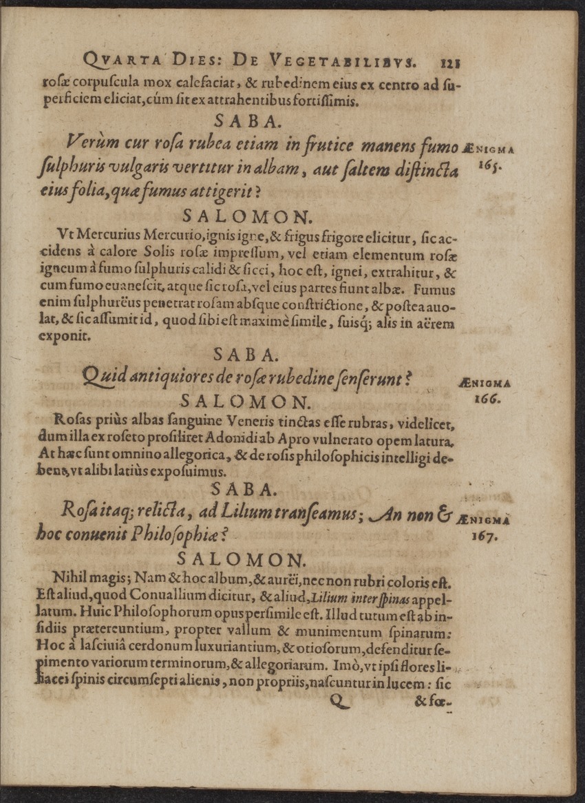 Septimana Philosophica, qua Aenigmata aureola de omni naturae genere a Salomone ... et ... Regina Saba, nec non Hyramo ... in modum Colloquii proponuntur & enodantur - 