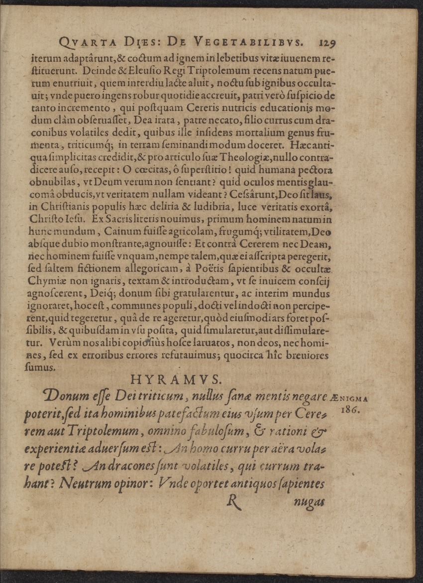 Septimana Philosophica, qua Aenigmata aureola de omni naturae genere a Salomone ... et ... Regina Saba, nec non Hyramo ... in modum Colloquii proponuntur & enodantur - 