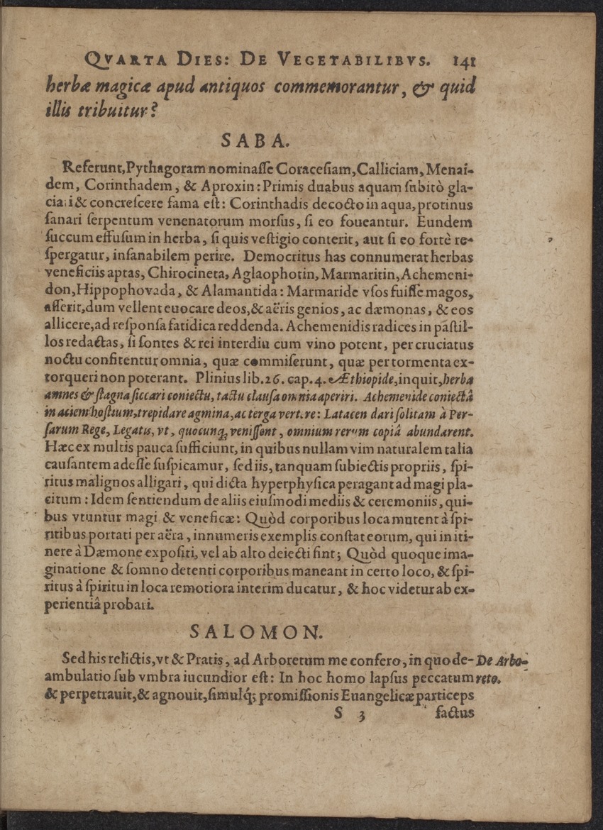 Septimana Philosophica, qua Aenigmata aureola de omni naturae genere a Salomone ... et ... Regina Saba, nec non Hyramo ... in modum Colloquii proponuntur & enodantur - 