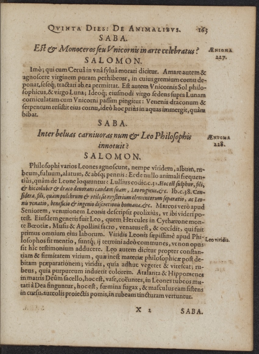 Septimana Philosophica, qua Aenigmata aureola de omni naturae genere a Salomone ... et ... Regina Saba, nec non Hyramo ... in modum Colloquii proponuntur & enodantur - 