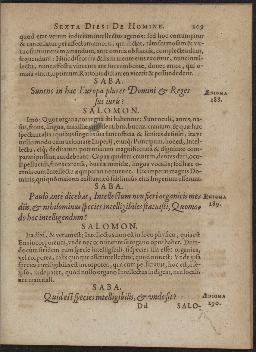Septimana Philosophica, qua Aenigmata aureola de omni naturae genere a Salomone ... et ... Regina Saba, nec non Hyramo ... in modum Colloquii proponuntur & enodantur - 