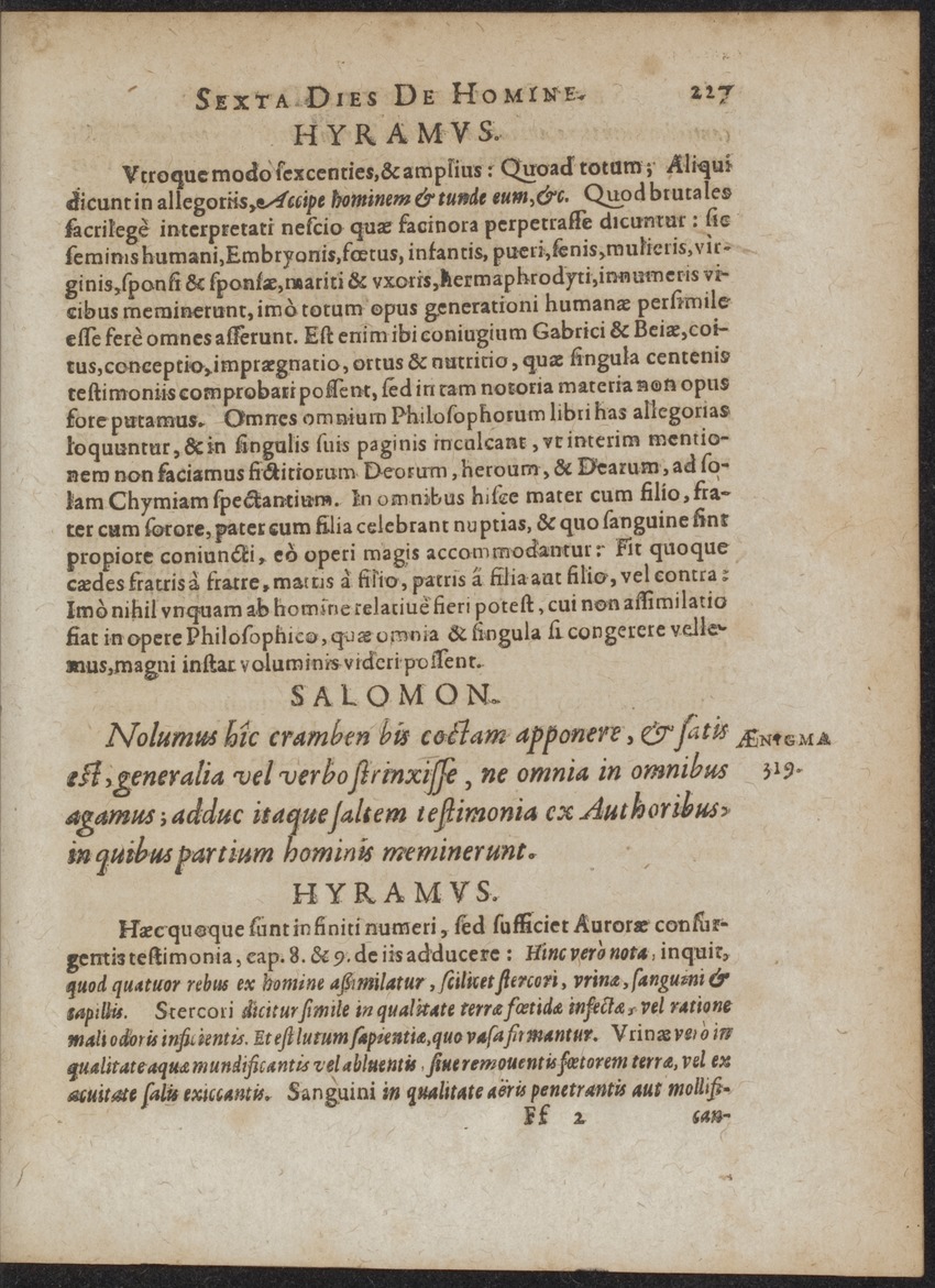 Septimana Philosophica, qua Aenigmata aureola de omni naturae genere a Salomone ... et ... Regina Saba, nec non Hyramo ... in modum Colloquii proponuntur & enodantur - 