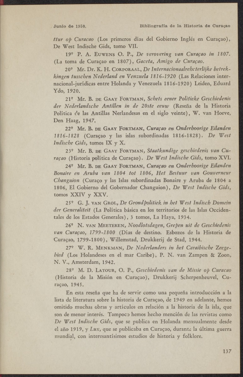 Bibliografia de la historia de Curaçao - 