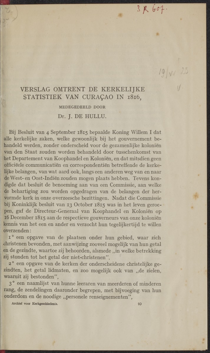 Verslag omtrent de kerkelijke statistiek van Curaçao in 1816 - 