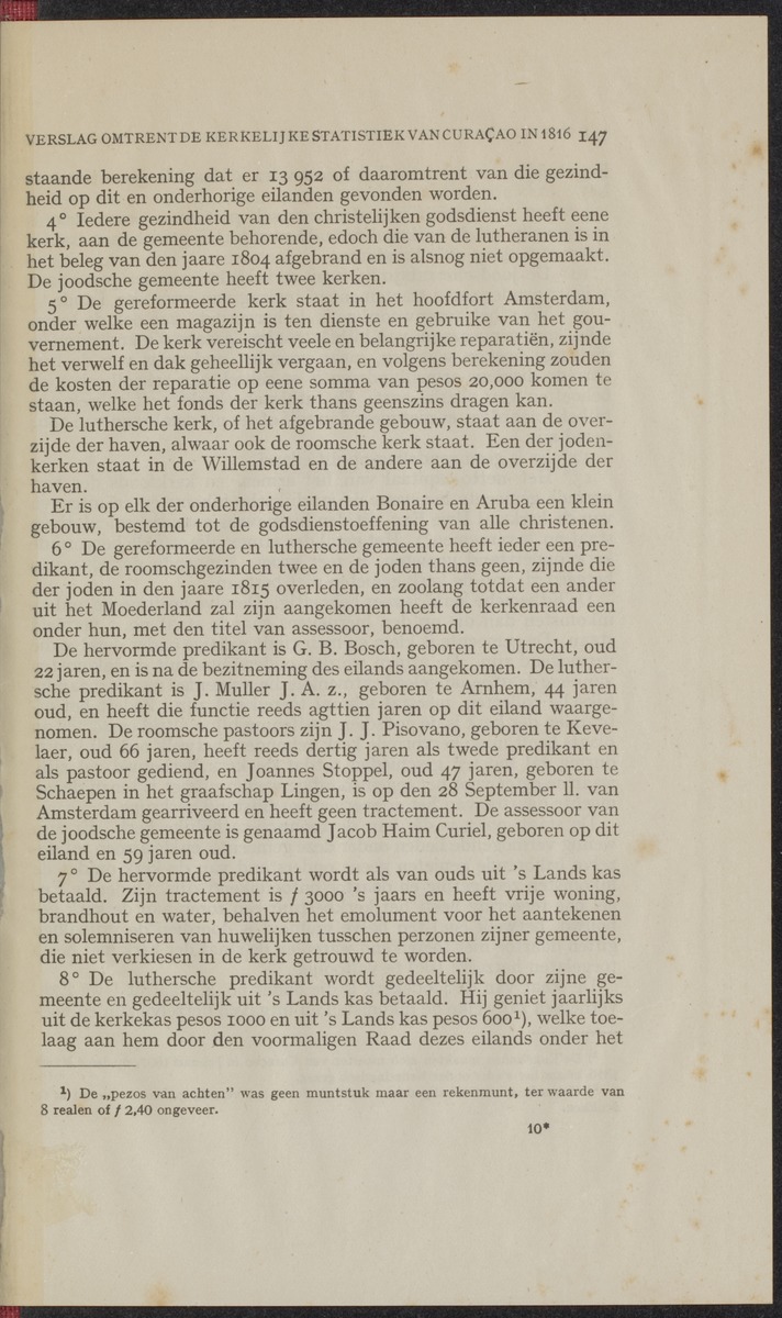 Verslag omtrent de kerkelijke statistiek van Curaçao in 1816 - 