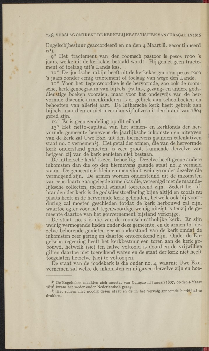 Verslag omtrent de kerkelijke statistiek van Curaçao in 1816 - 
