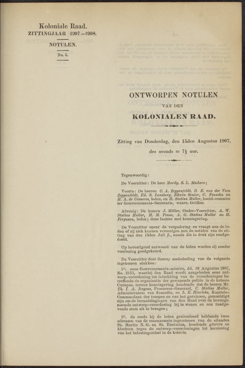 Notulen der zittingen - 