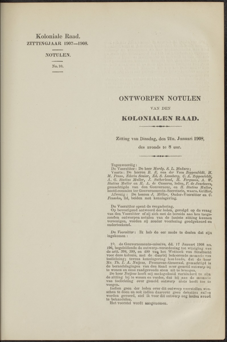 Notulen der zittingen - 
