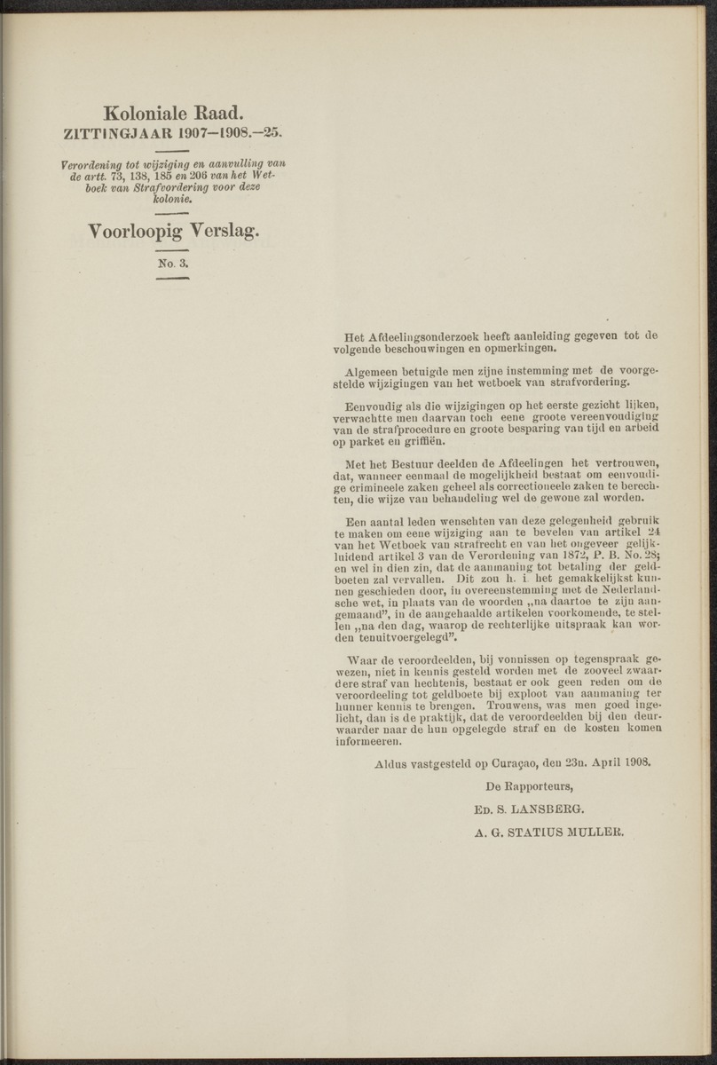 Notulen der zittingen - 