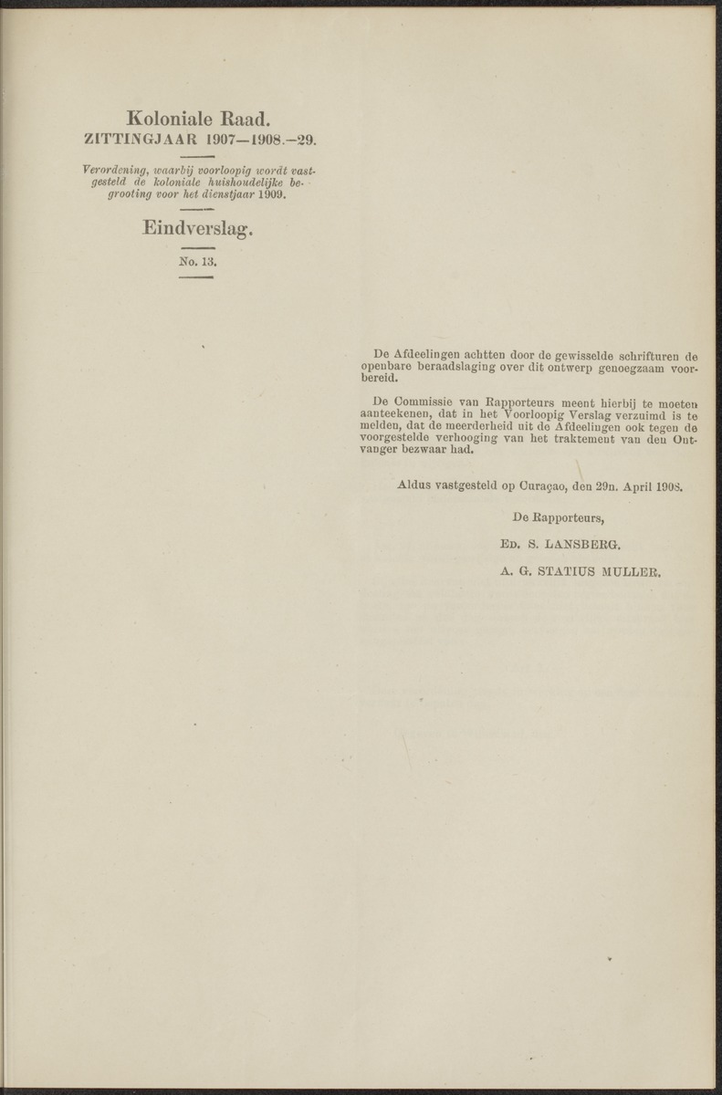 Notulen der zittingen - 