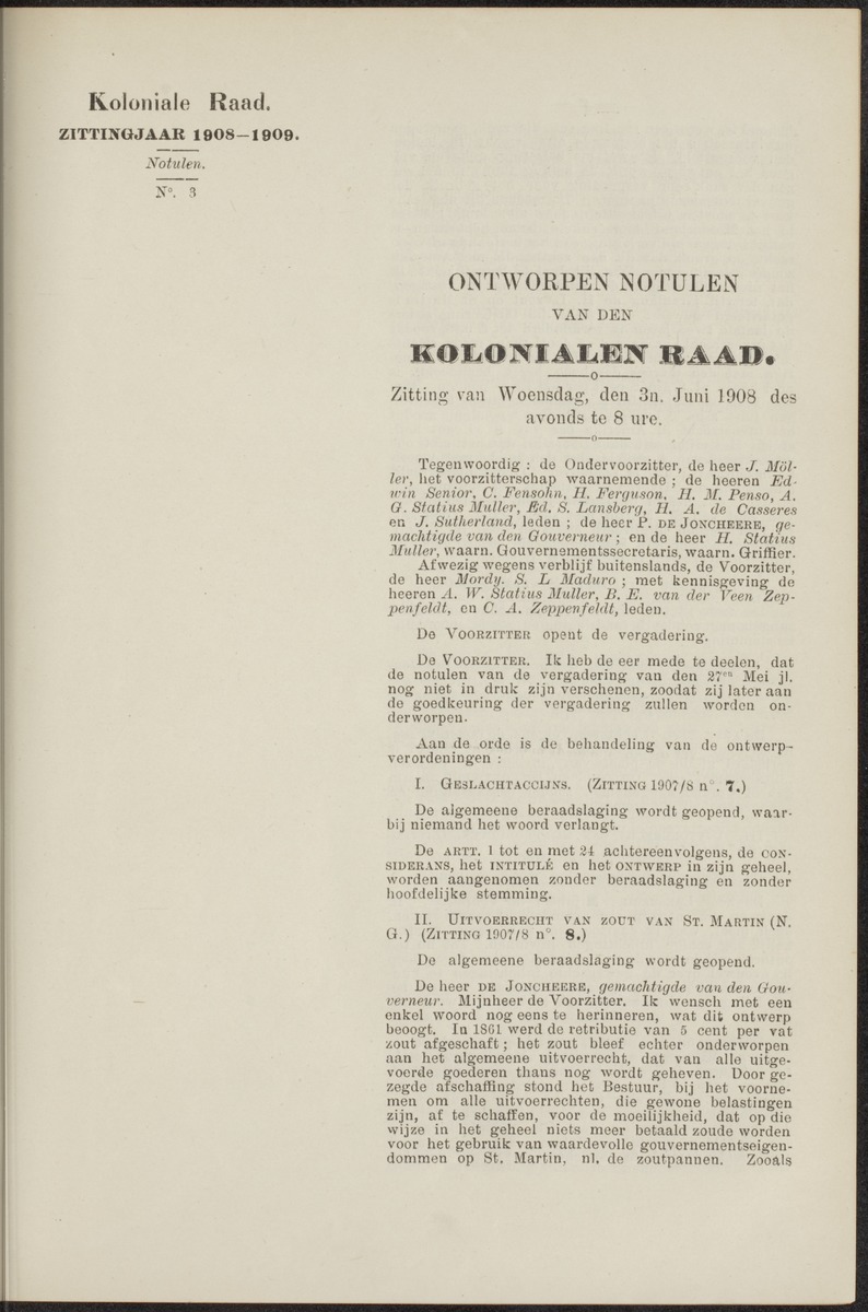 Notulen der zittingen - 