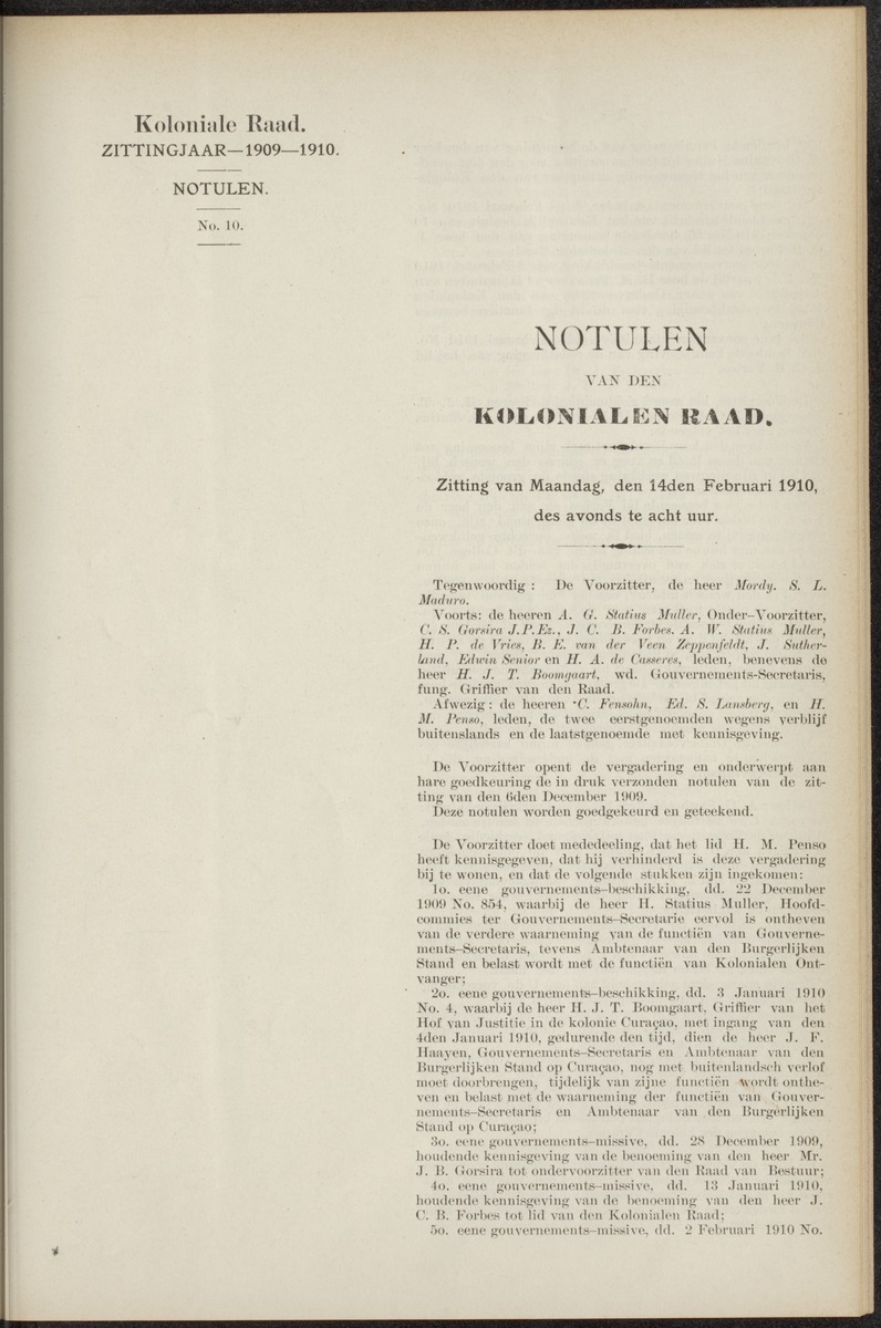 Notulen der zittingen - 