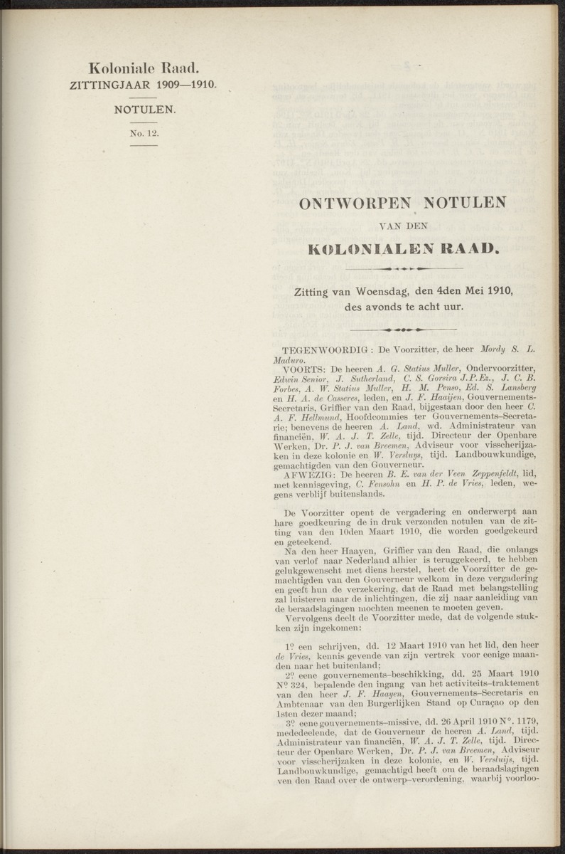 Notulen der zittingen - 
