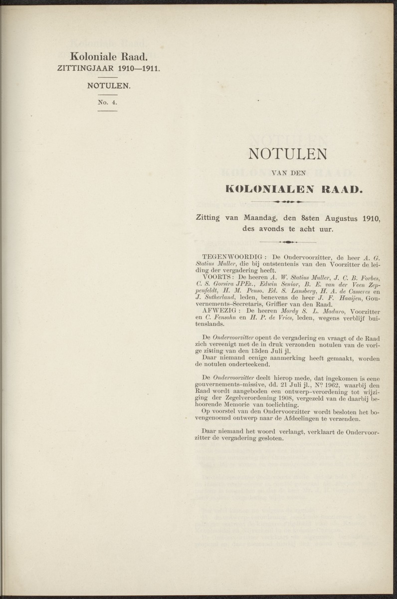 Notulen der zittingen - 