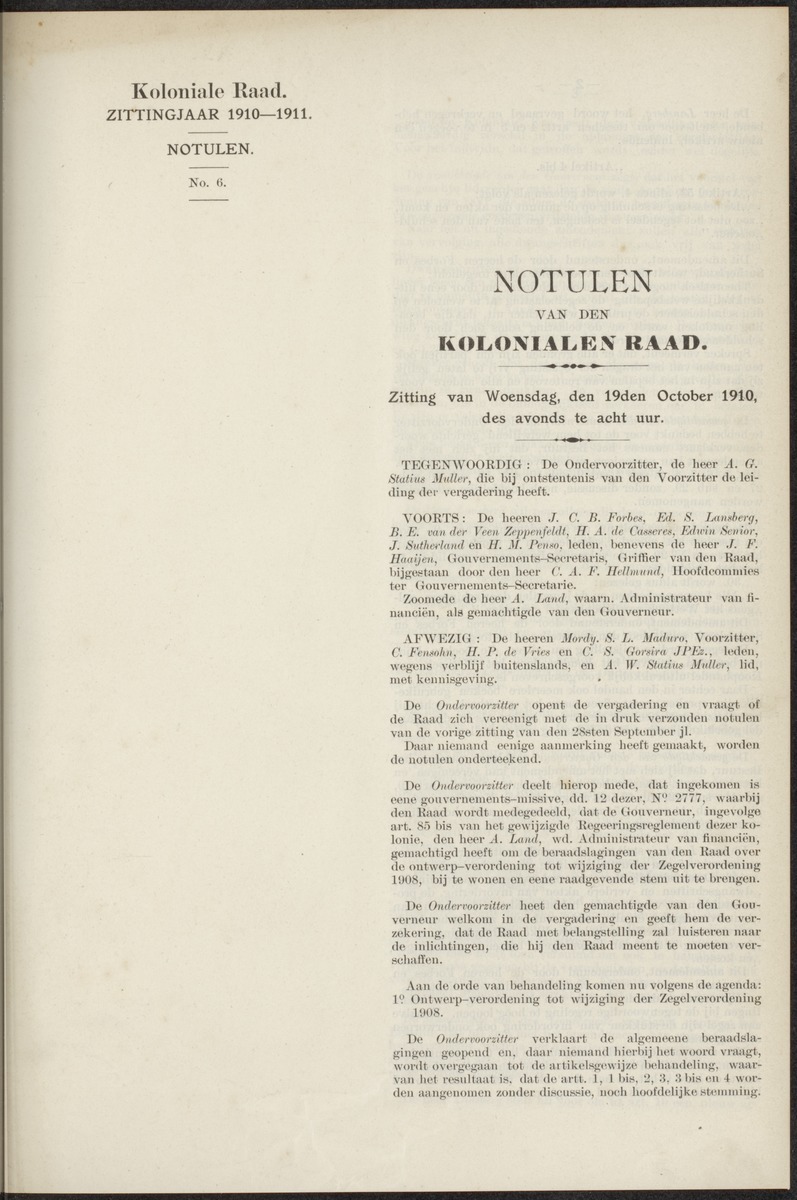 Notulen der zittingen - 