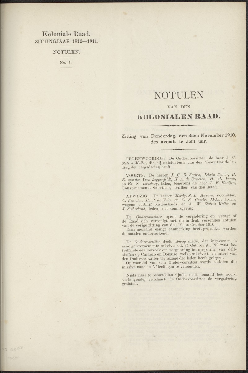 Notulen der zittingen - 