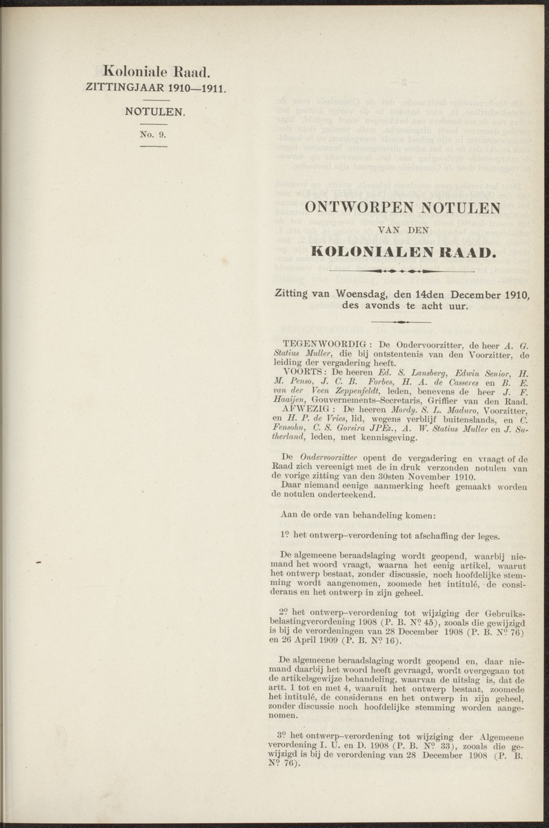 Notulen der zittingen - 