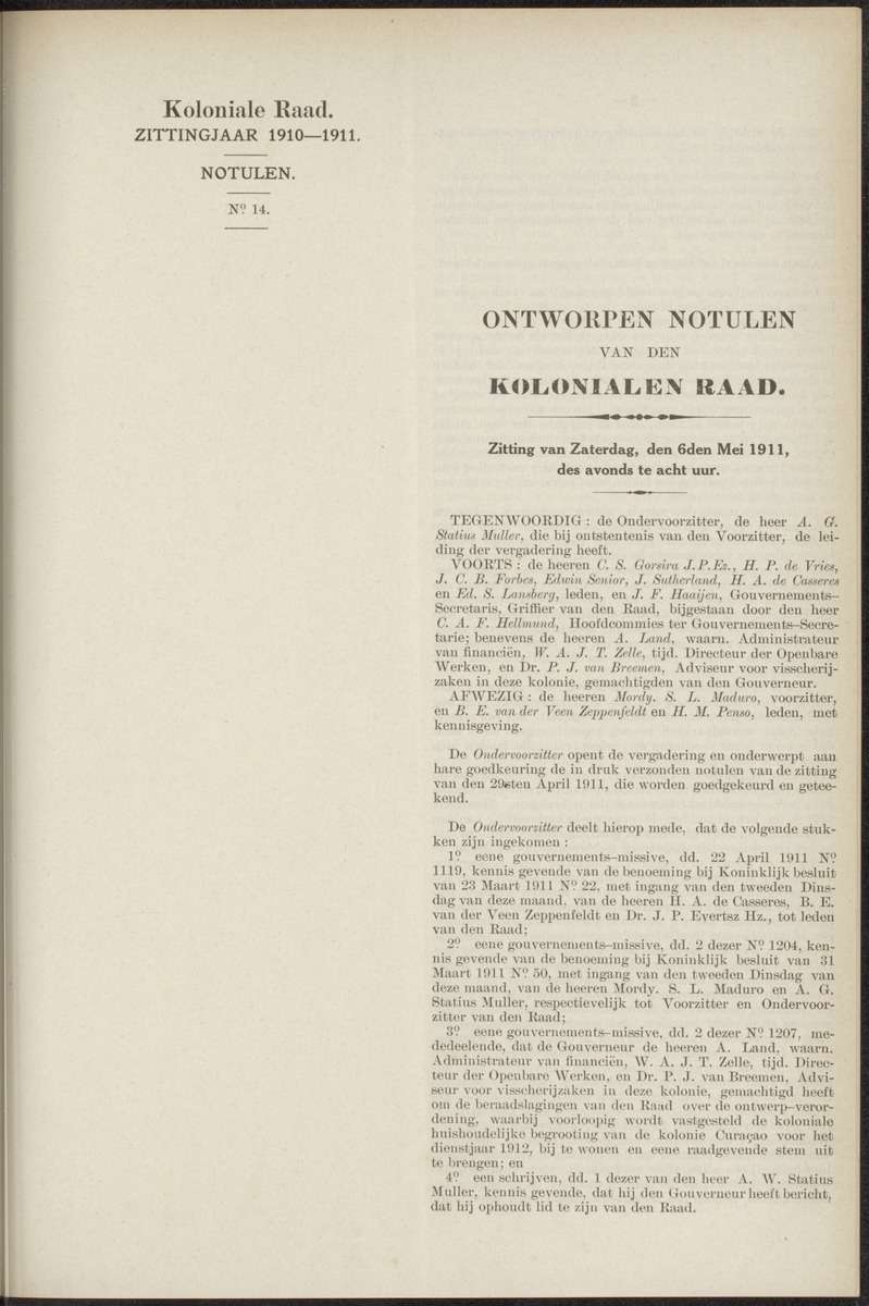 Notulen der zittingen - 