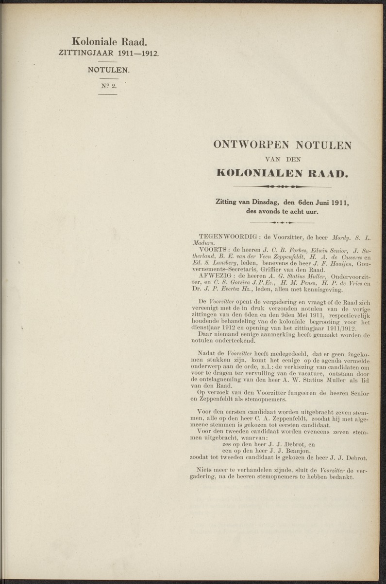 Notulen der zittingen - 