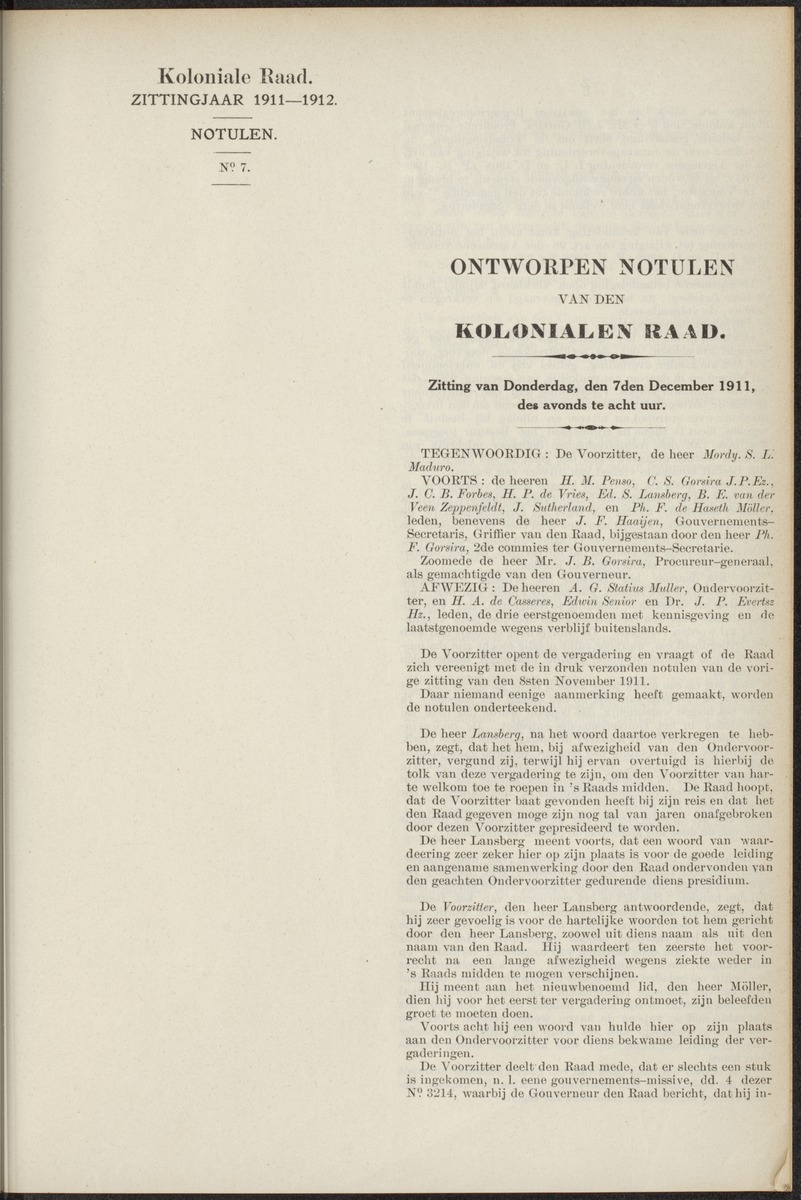 Notulen der zittingen - 