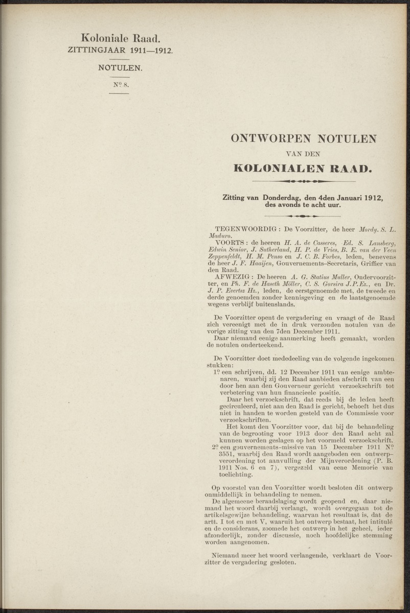 Notulen der zittingen - 