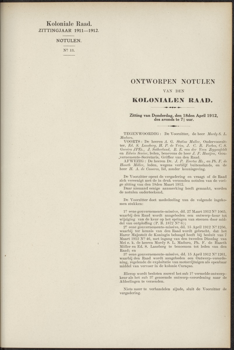 Notulen der zittingen - 