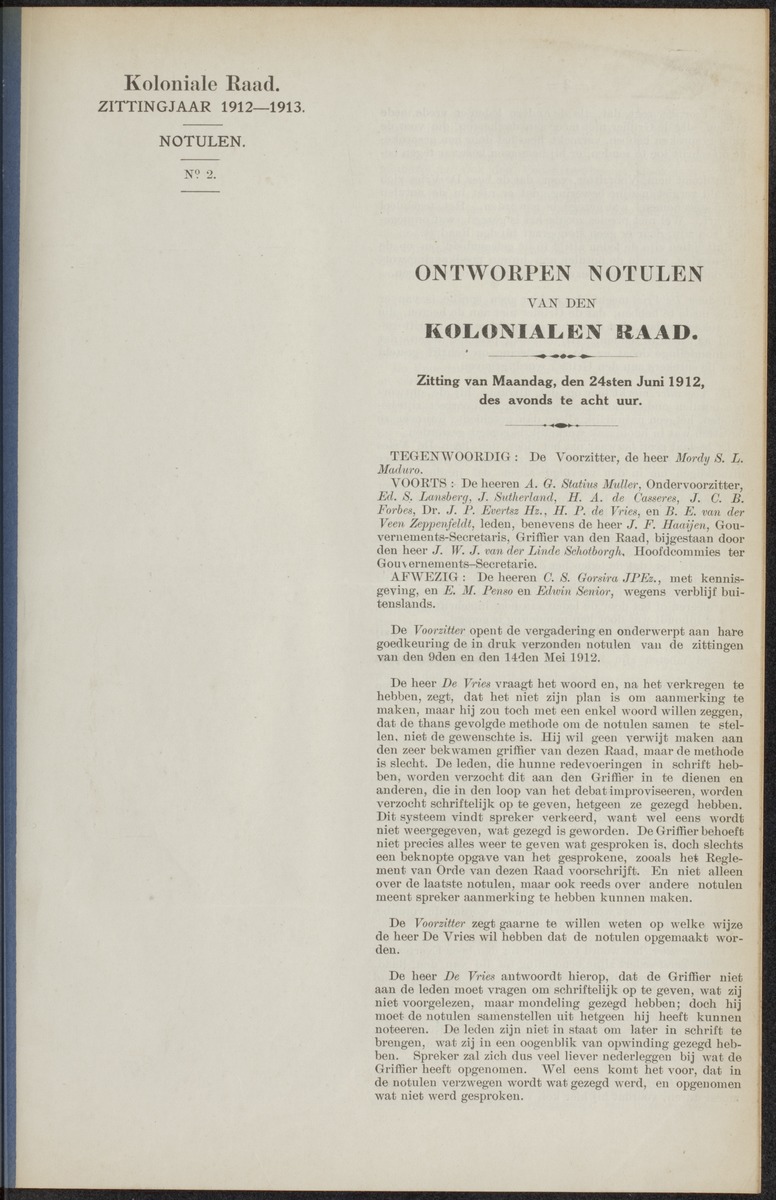 Notulen der zittingen - 