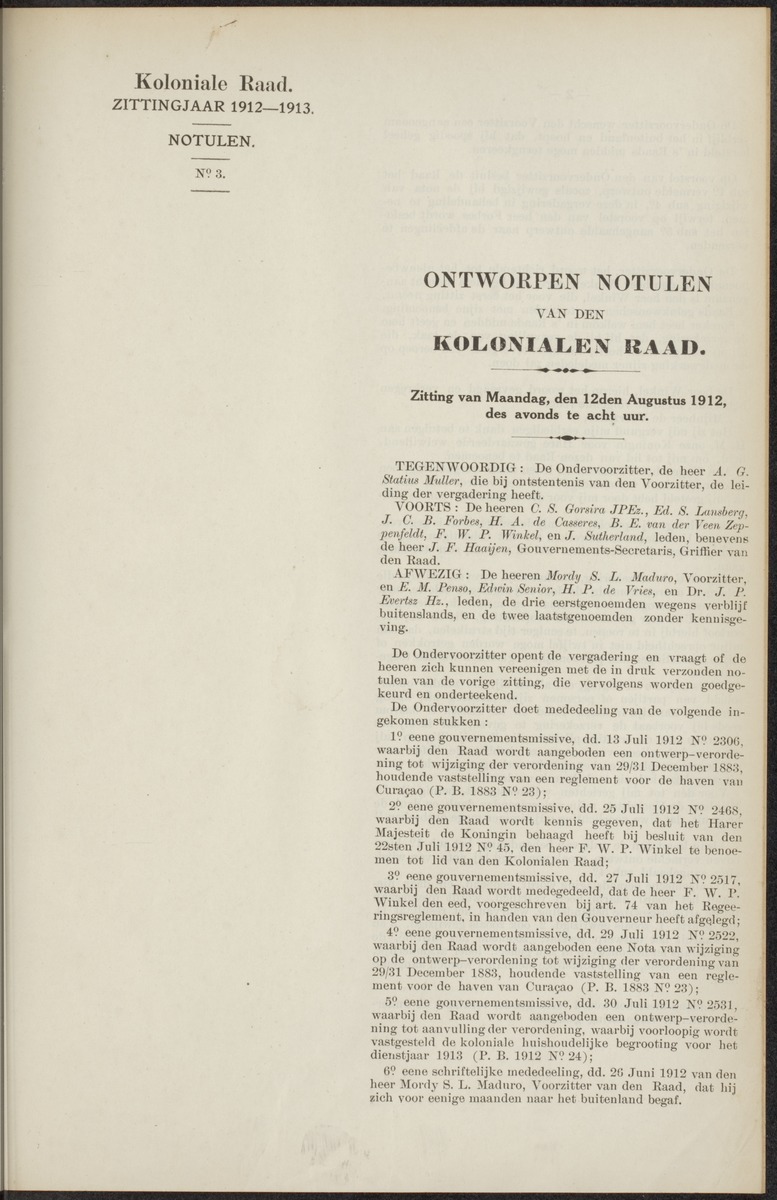 Notulen der zittingen - 