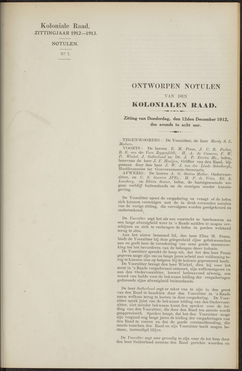 Notulen der zittingen - 
