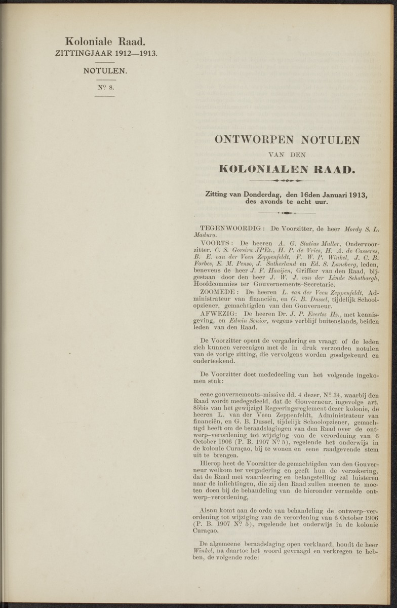 Notulen der zittingen - 