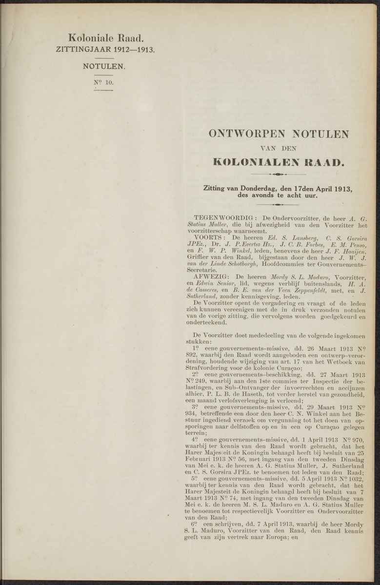 Notulen der zittingen - 
