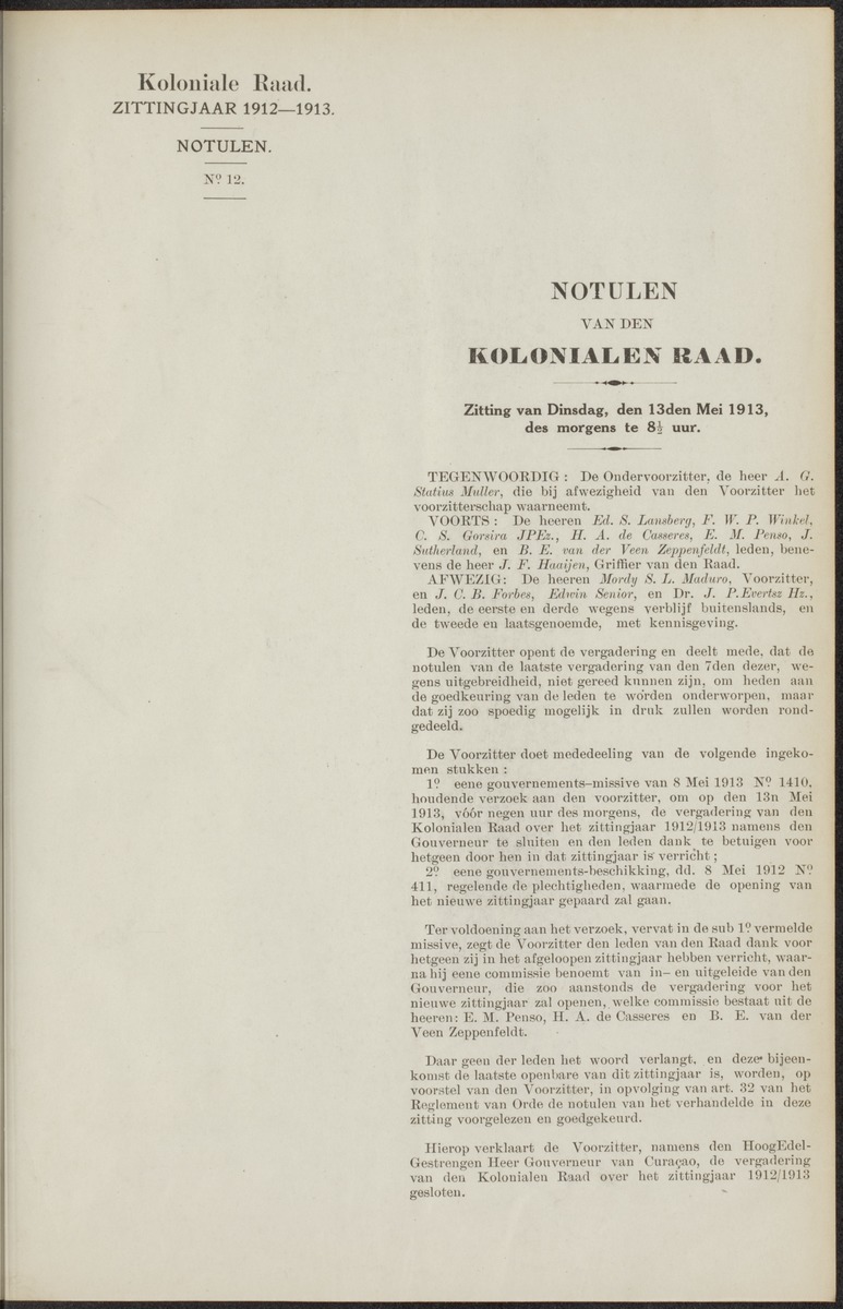 Notulen der zittingen - 