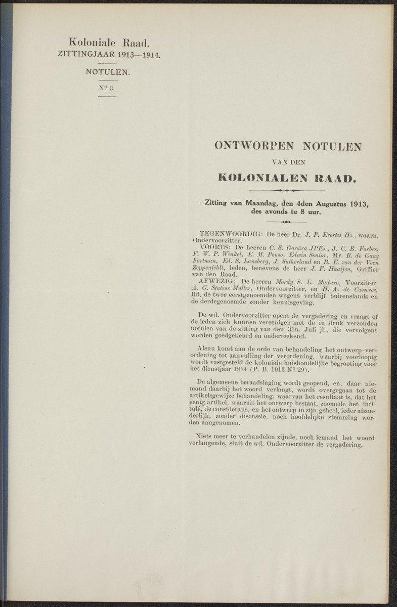 Notulen der zittingen - 