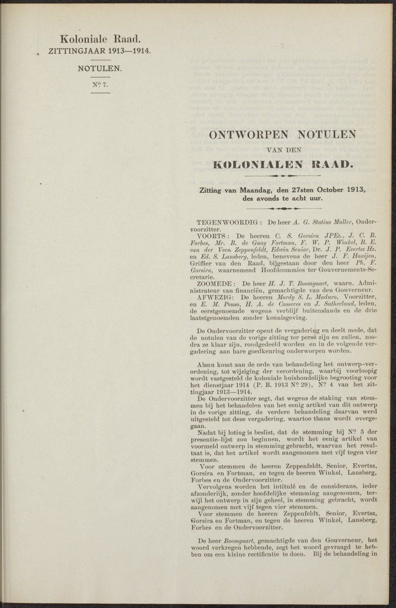 Notulen der zittingen - 