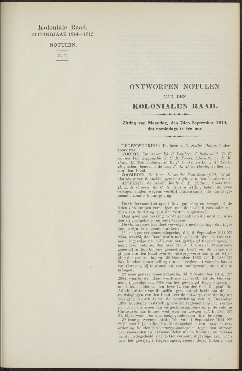 Notulen der zittingen - 