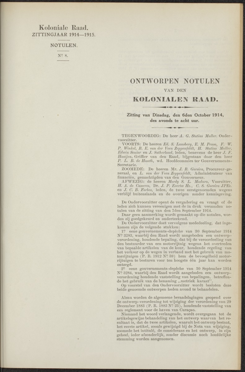 Notulen der zittingen - 