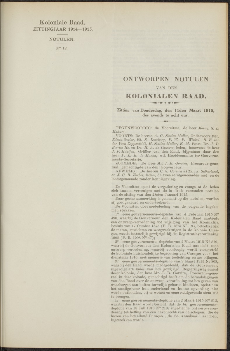 Notulen der zittingen - 