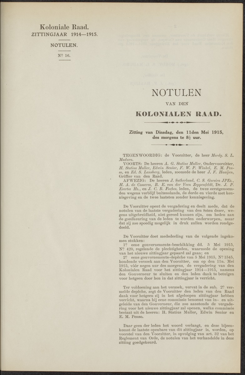 Notulen der zittingen - 