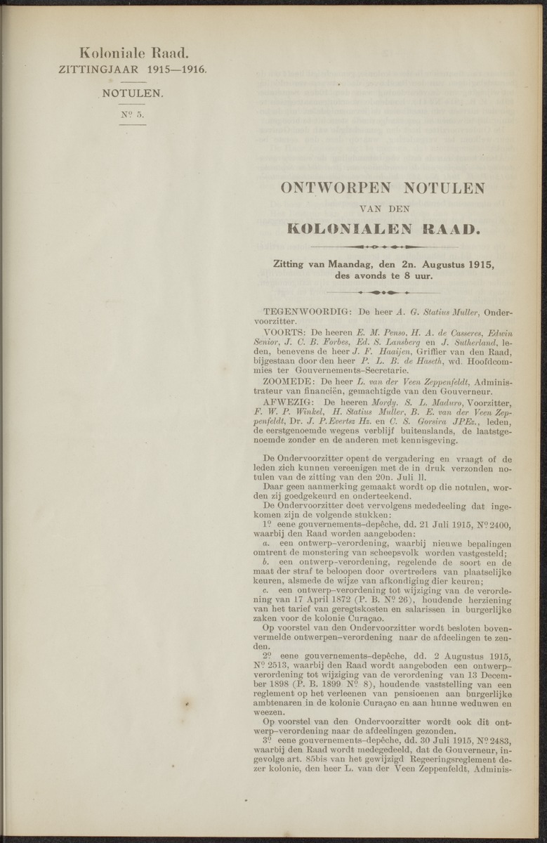 Notulen der zittingen - 