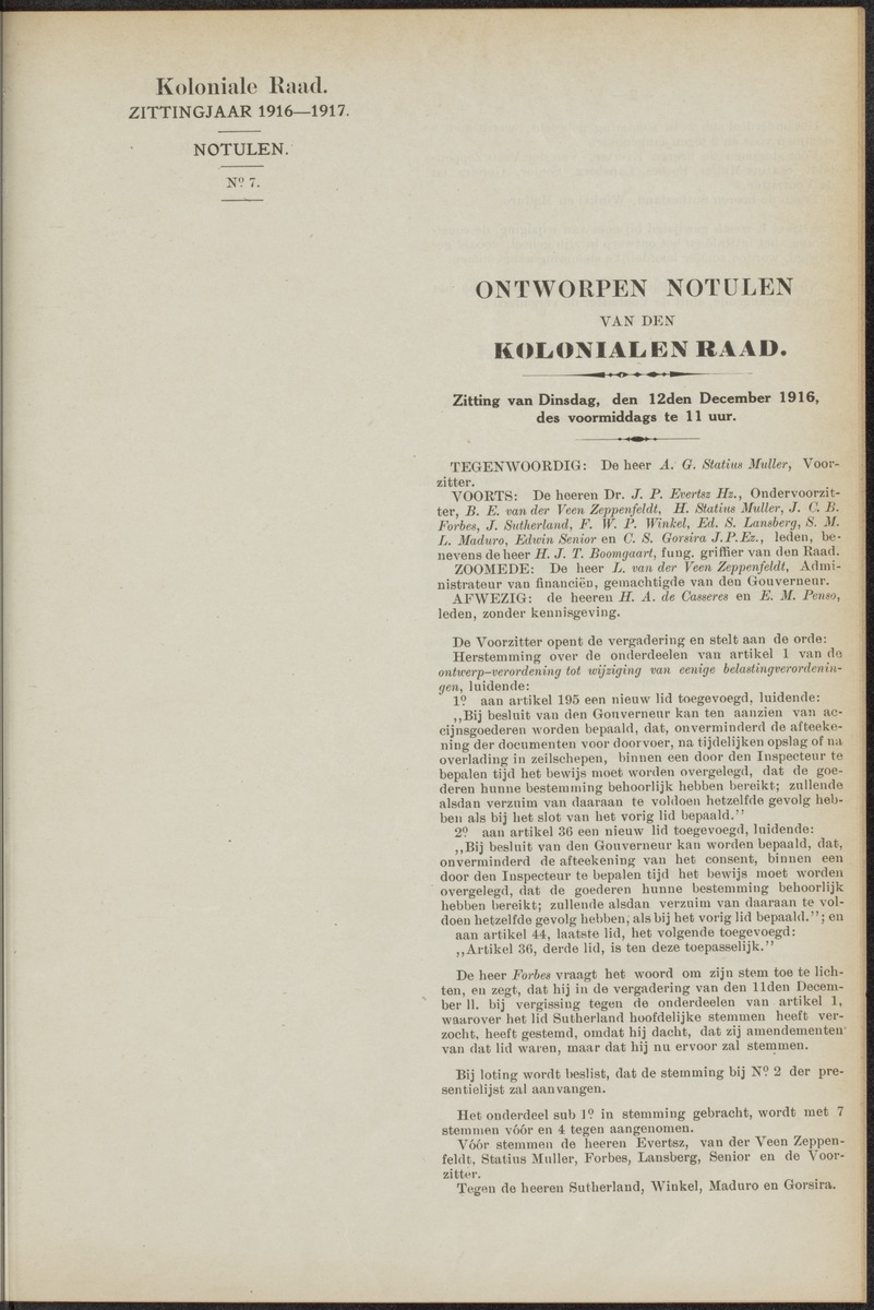 Notulen der zittingen - 