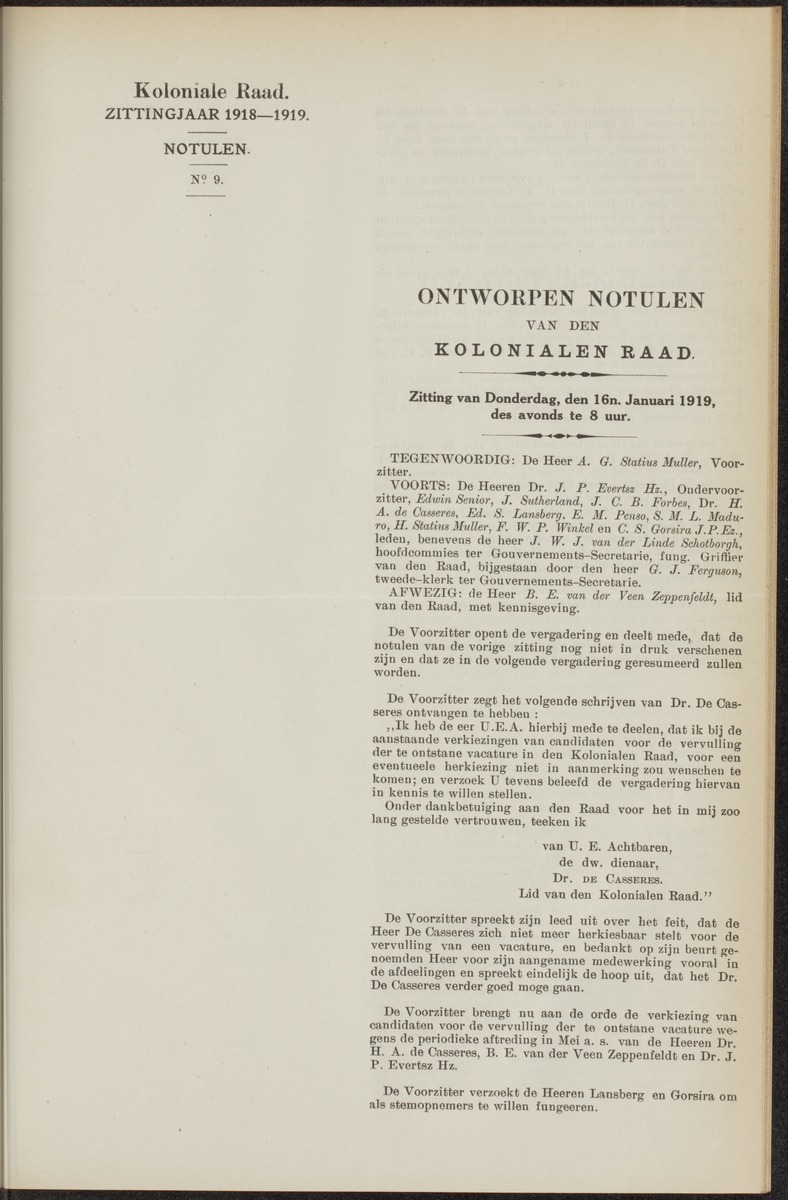 Notulen der zittingen - 