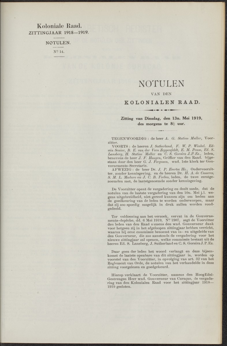 Notulen der zittingen - 