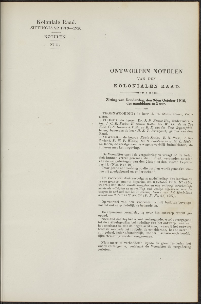 Notulen der zittingen - 