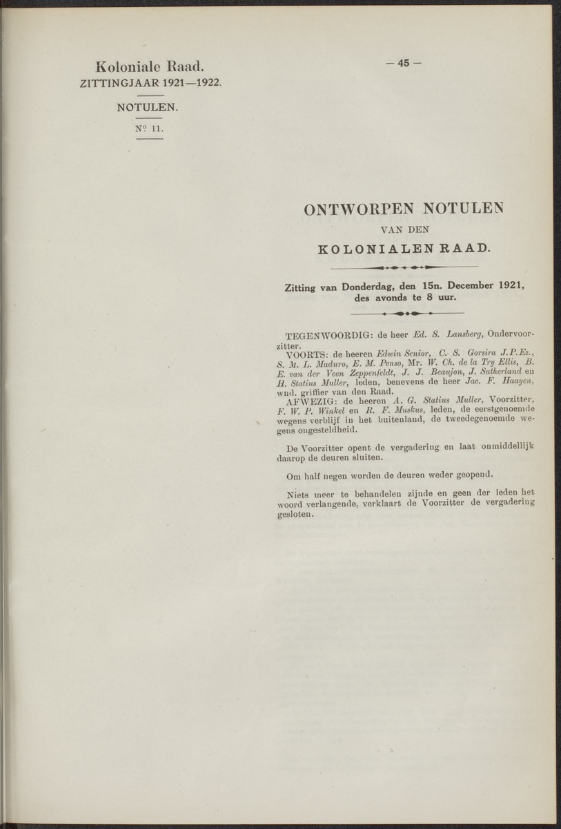 Notulen der zittingen - 