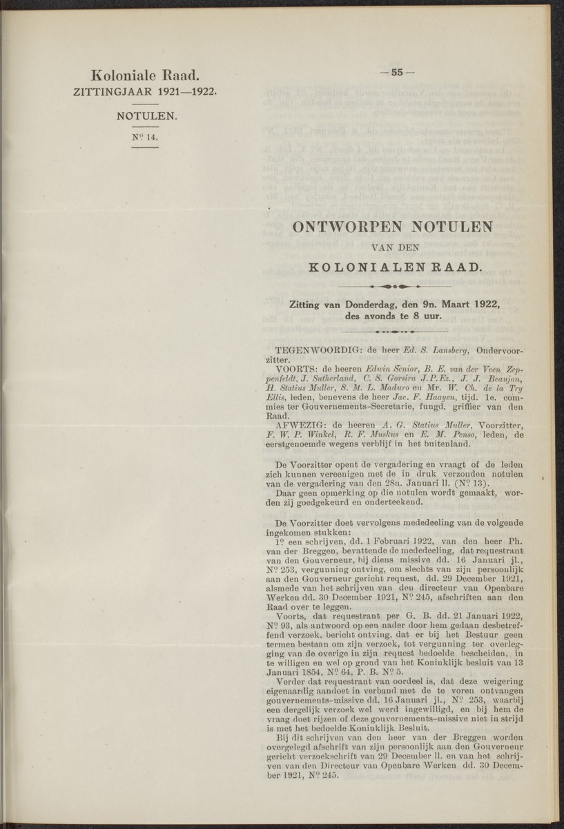 Notulen der zittingen - 